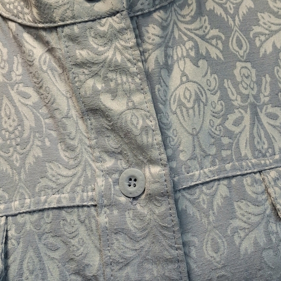 Bill Bass Brocade Blue Buttoned Long Sleeve Cotton Blend Jacket Women Size Large - Picture 11 of 16